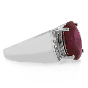 Oval Cut Red Ruby Sterling Silver Ring