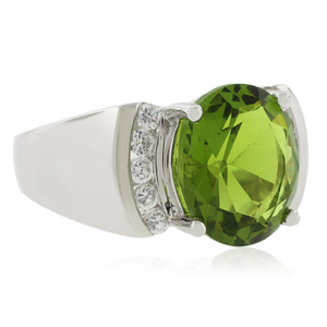 Oval Cut Peridot Sterling Silver Ring