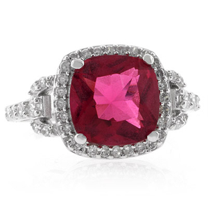 Cushion Cut Tourmaline Sterling Silver Ring