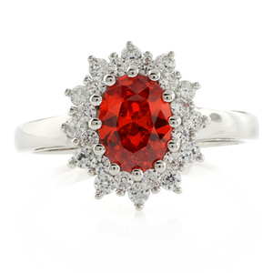 Beautiful Oval Cut Fire Cherry Opal Silver Ring