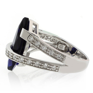 Marquise Cut Sapphire Silver Big Heavy Ring