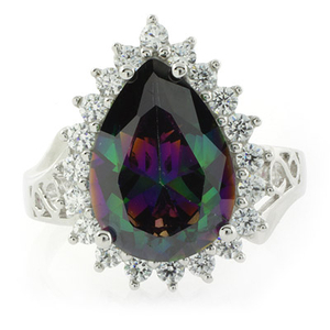 Pear Cut Sterling Silver Mystic Topaz Ring