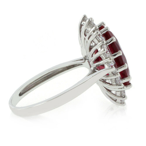 Red Ruby Princess Kate Style Silver Ring