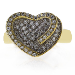 Gold Plated Sterling Silver Heart Shape Micro Pave Ring