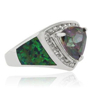 Huge Trillion Cut Mystic Topaz Opal Ring