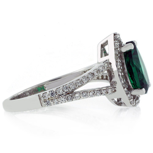 Pear Cut Micro Pave Emerald Ring