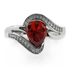 Pear Cut Fire Opal Silver 925 Ring