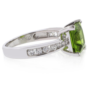 Peridot Engagement Sterling Silver Ring