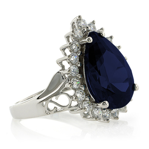 Sterling Silver Sapphire Pear Cut Ring