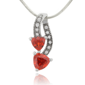 Double Stone Fire Opal Silver Pendant