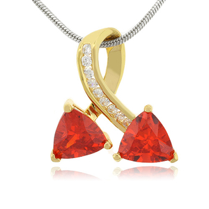 Two Stone Fire Opal Gold Plated Silver Pendant