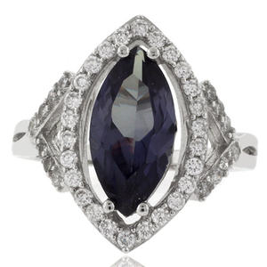 Elegant Marquise Cut Color Change Alexandrite Silver Ring