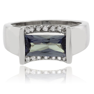 Baguette Cut Color Change Alexandrite Silver 925 Ring