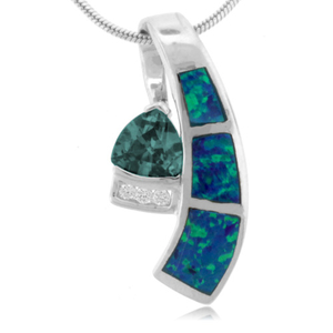 Australian Opal With Alexandrite Sterling Silver Pendant