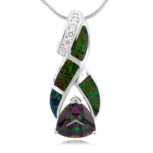 Australian Opal And Topaz Silver Pendant