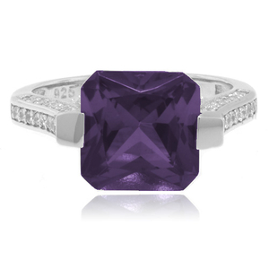 Cushion Cut Color Change Alexandrite .925 Silver Ring