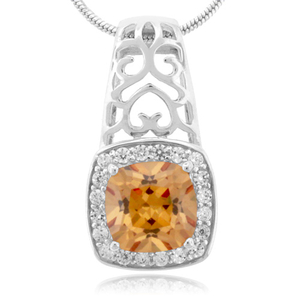 Cushion Cut Sapphire Silver Pendant