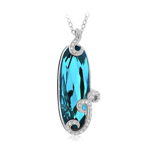Deep Blue Swarovski Elements 18K White Gold Plated Necklace