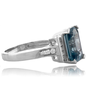 Emerald Cut High Quality Aquamarine Silver Ring
