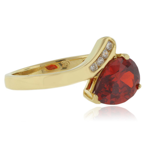 14K Yellow Gold Vermeil Sterling Silver Solitaire Fire Opal Silver Ring