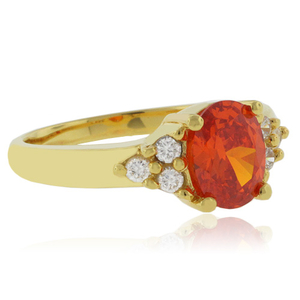 Mexican Fire Cherry Opal Gold Plated Silver Ring