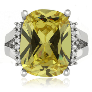 Huge Radiant Cut Citrine Silver Ring
