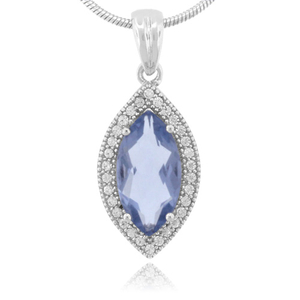 Marquise Cut Alexandrite Curundum Silver Pendant