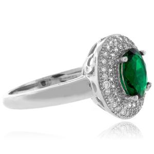 Micro Pave Emerald Sterling Silver Ring