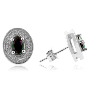 Mystic Topaz Micro Pave Silver Earrings