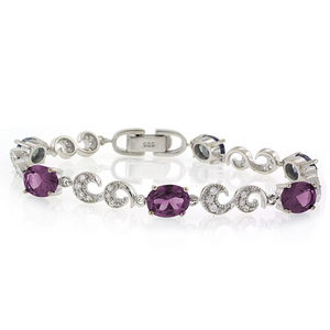 Oval Cut Alexandrite Bracelet Blue to Purple Color Change Silver