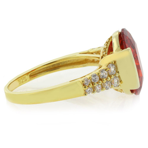 Fire Opal Sterling Silver Quality Gold Plated Ring