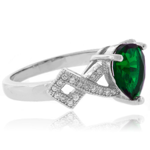 Pear Cut Fashion Emerald Sterling Silver Ring