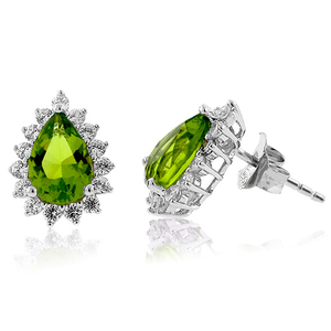 Pear Cut Stone Peridot Earrings