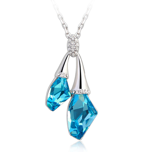 Swarovski Elements Ocean Blue 18K White Gold Plated Necklace