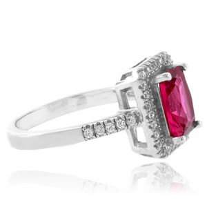 Pink Tourmaline Emerald Cut Sterling Silver Ring