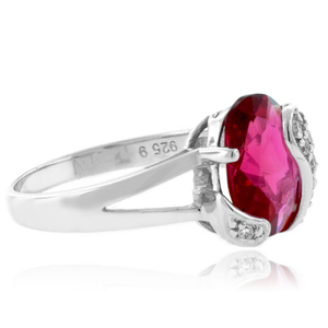Pink Tourmaline Oval Cut Sterling Silver Ring