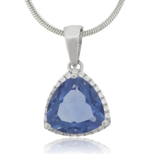 Trillion Cut Color Change Corundum Alexandrite Slide Necklace