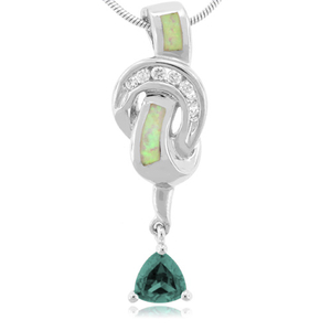 White Australian Opal And Alexandrite Silver Pendant