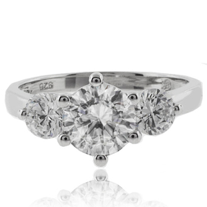 3 Round Cut Simulated Diamond Engagement Ring