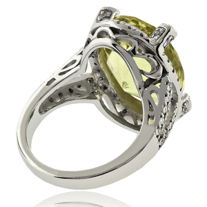 Beautiful Natural Yellow Citrine 14K White Gold Ring