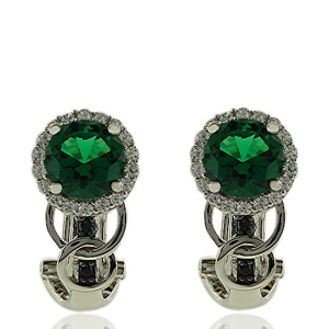 Gorgeous Round Cut Emerald Earrings With Sterling Silver And Simulated Diamonds