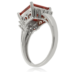 Big Mexican Fire Opal Princess Cut Stone Silver Ring