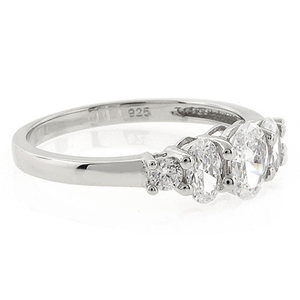 3 Oval Cut Simulated Diamond Engagement Ring