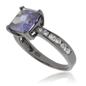 Engagement Tanzanite Black Silver Ring