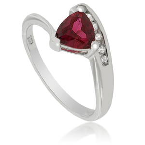 Solitaire Red Ruby Sterling Silver Ring