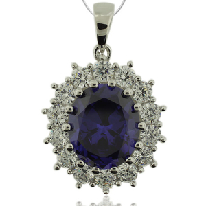 Oval Cut Tanzanite Pendant With Sterling Silver