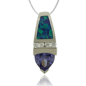 Trillion Cut Tanzanite and Sterling Silver Pendant