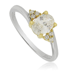 Ring with Simulated Diamonds in Sterling Silver