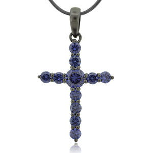Tanzanite Black Silver Cross Pendant