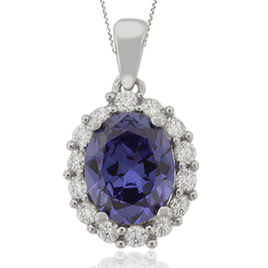 Oval Cut Tanzanite Silver Pendant